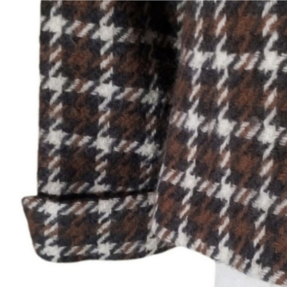 Banana Republic Jacket Houndstooth Plaid Wool Chocolate Brown Size S - Picture 9 of 13
